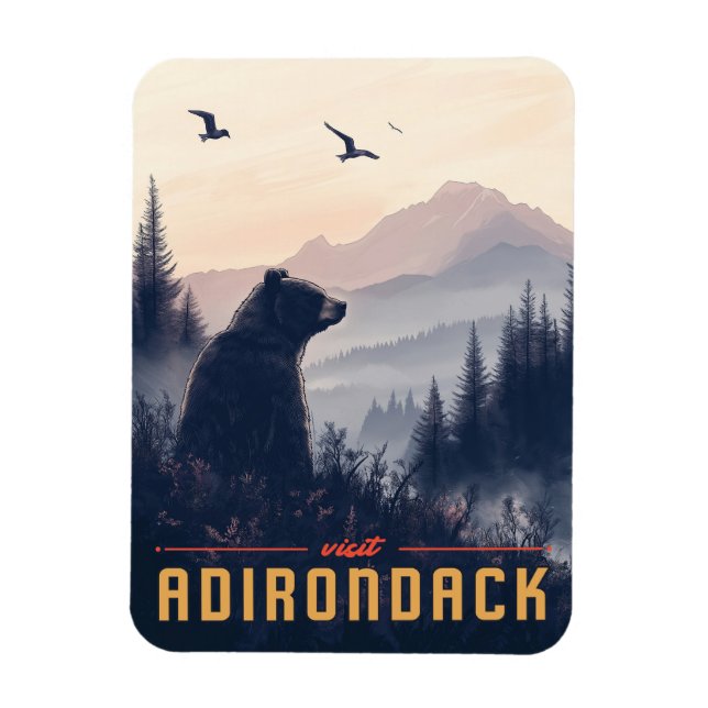 Serene Adirondack Bear: A Vintage Magnet (Vertical)