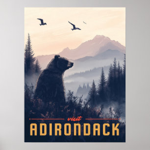 Serene Adirondack Bear: A Vintage Poster