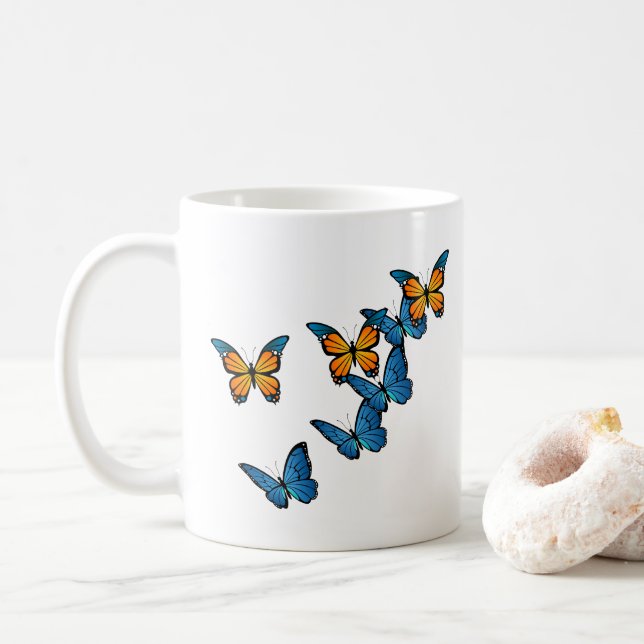 Serene and Relaxing Butterfly Flight  Coffee Mug (With Donut)