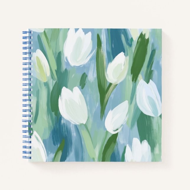 Serene and Tranquil Tulips Squared Notebook (Front)