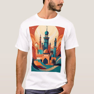 Serene Arabian Mosque: Cultural Art Print T-Shirt