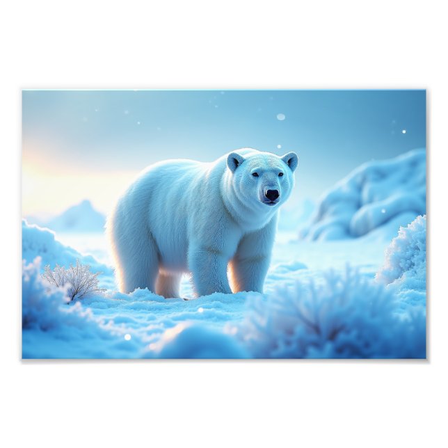 Serene Arctic Sunset with Polar Bear – Nature Photo Print (Front)