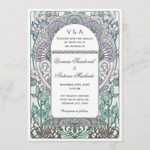 Serene Art Nouveau Wedding Invitations