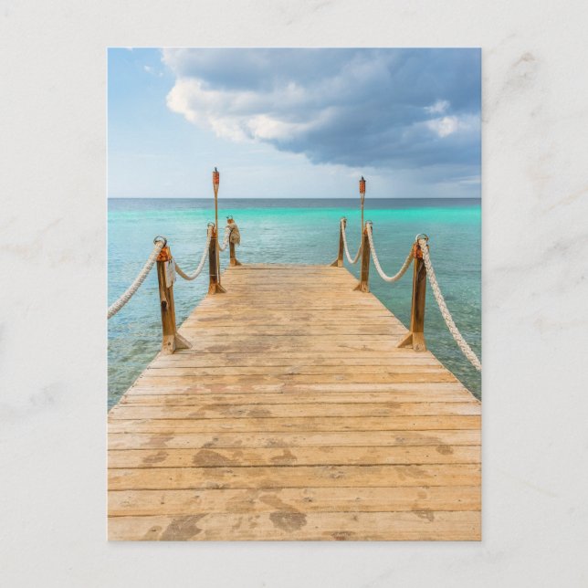 Serene Aruba Long Wooden Dock & Ocean Bliss Postcard (Front)