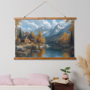 Serene Autumn Lake Masterpiece Tapestry