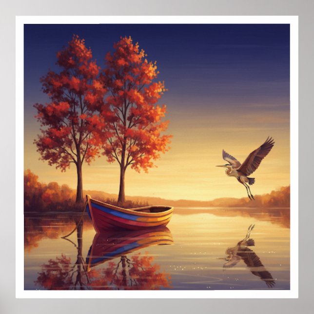 Serene Autumn Lake Wall Art – Nature Inspired  (Front)
