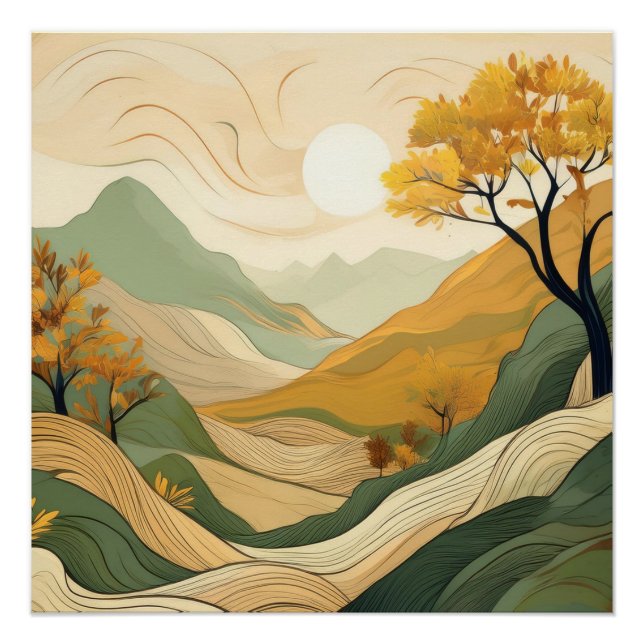 Serene Autumn River – Nature Landscape Art Poster (Front)