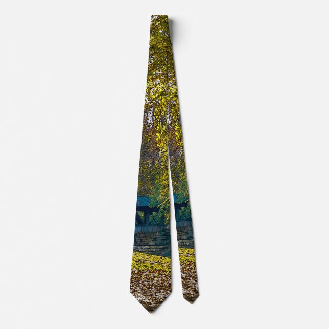 Serene Autumn Walk Painterly Neck Tie (Front)