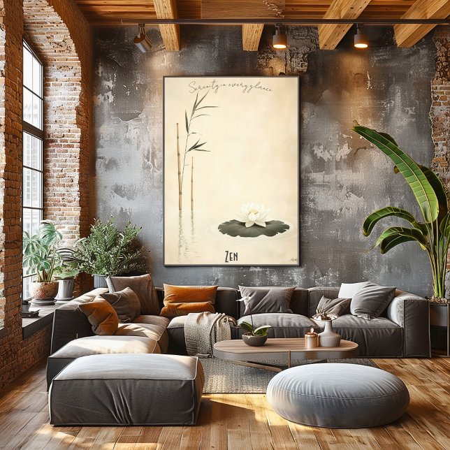 Serene Bamboo and Lotus Zen Art Poster (Creator Uploaded)