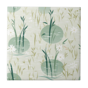Serene Bamboo Blossom Asian  (10) Tile