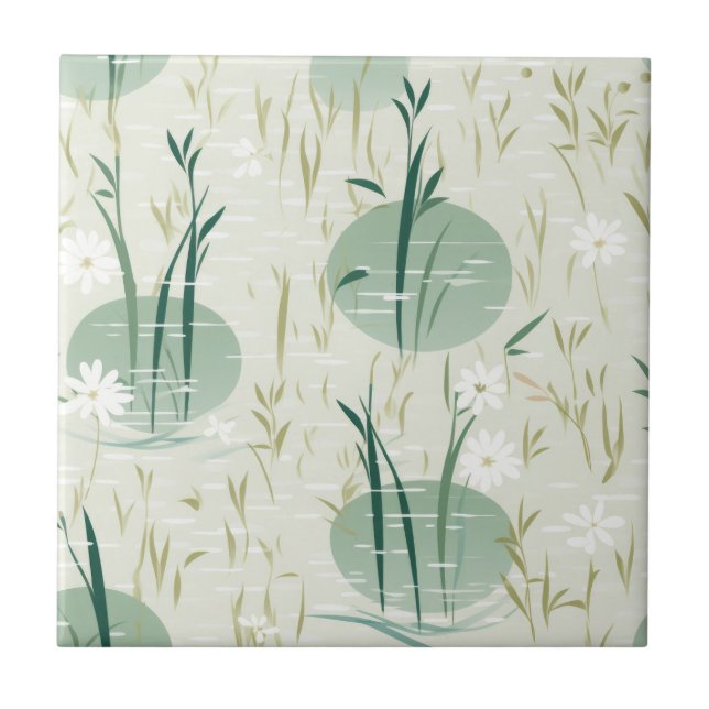 Serene Bamboo Blossom Asian  (10) Tile (Front)