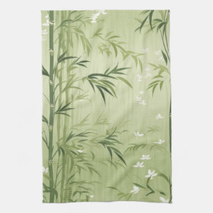 Serene Bamboo Blossom Asian  (1) Kitchen Towel