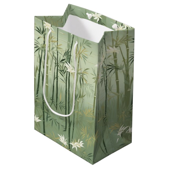 Serene Bamboo Blossom Asian  (1) Medium Gift Bag (Front Angled)