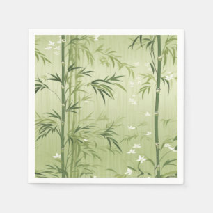 Serene Bamboo Blossom Asian (1) Napkin