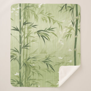 Serene Bamboo Blossom Asian (1) Sherpa Blanket