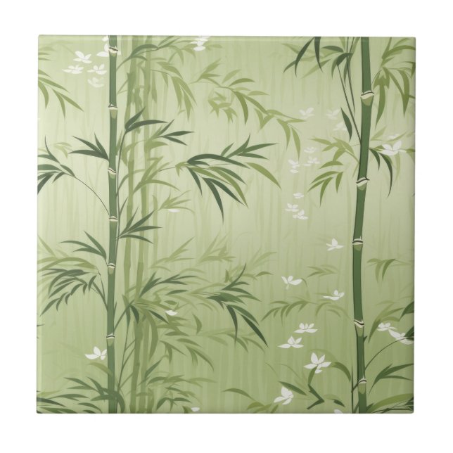 Serene Bamboo Blossom Asian  (1) Tile (Front)