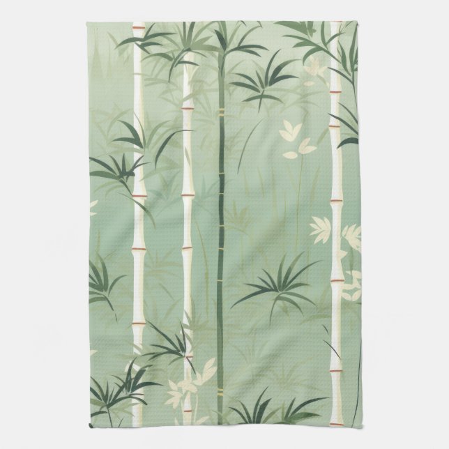 Serene Bamboo Blossom Asian  (2) Kitchen Towel (Vertical)