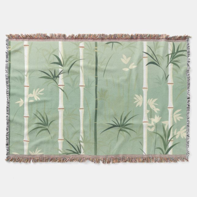 Serene Bamboo Blossom Asian  (2) Throw Blanket (Front)
