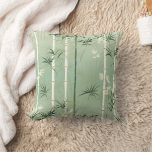 Serene Bamboo Blossom Asian  (2) Throw Pillow