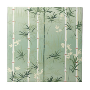 Serene Bamboo Blossom Asian  (2) Tile