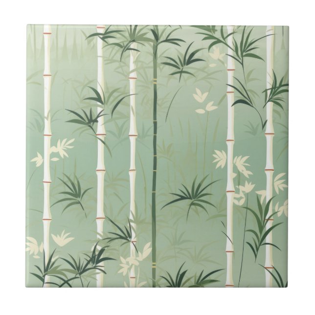 Serene Bamboo Blossom Asian  (2) Tile (Front)