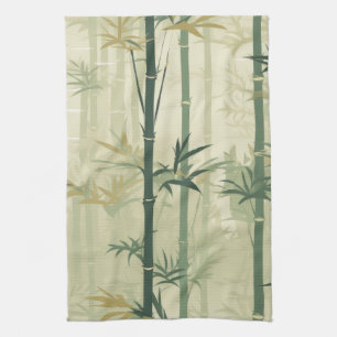 Serene Bamboo Blossom Asian (3) Kitchen Towel