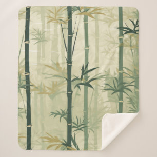 Serene Bamboo Blossom Asian (3) Sherpa Blanket