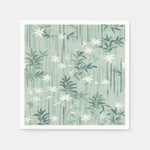 Serene Bamboo Blossom Asian (4) Napkin