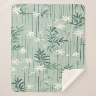 Serene Bamboo Blossom Asian (4) Sherpa Blanket