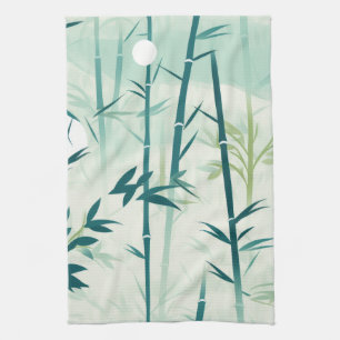 Serene Bamboo Blossom Asian  (5) Kitchen Towel