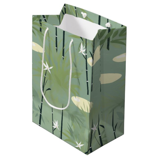 Serene Bamboo Blossom Asian  (5) Medium Gift Bag (Front Angled)