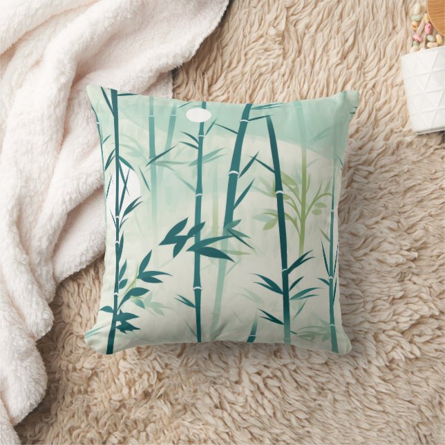 Serene Bamboo Blossom Asian  (5) Throw Pillow (Blanket)