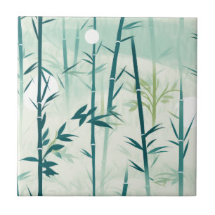 Serene Bamboo Blossom Asian  (5) Tile