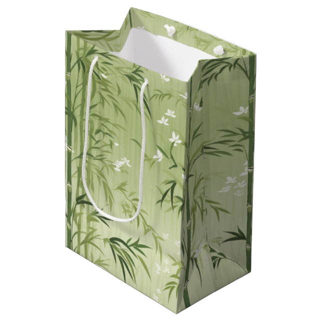 Serene Bamboo Blossom Asian  (6) Medium Gift Bag (Front Angled)