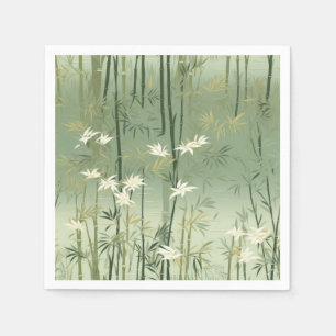 Serene Bamboo Blossom Asian (6) Napkin
