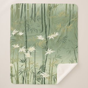 Serene Bamboo Blossom Asian (6) Sherpa Blanket