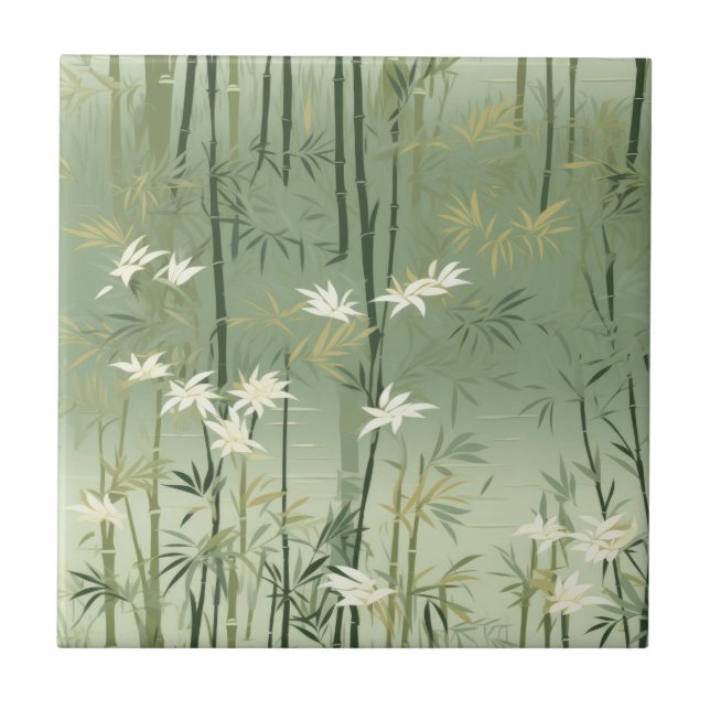Serene Bamboo Blossom Asian  (6) Tile (Front)