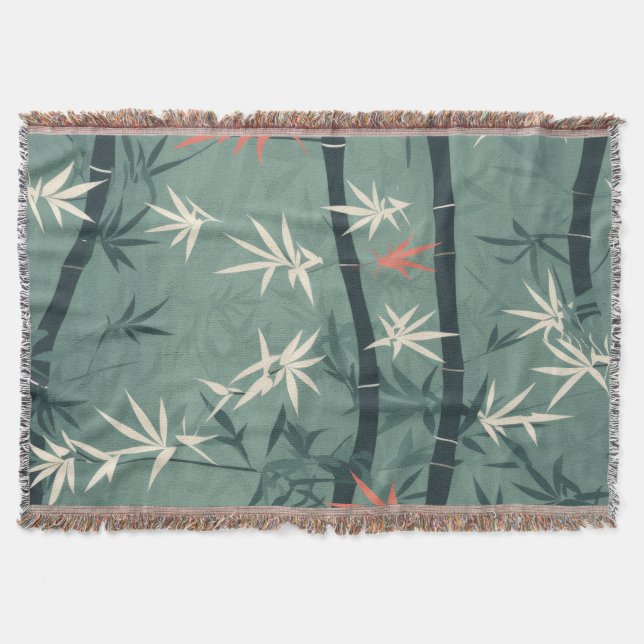 Serene Bamboo Blossom Asian  (7) Throw Blanket (Front)