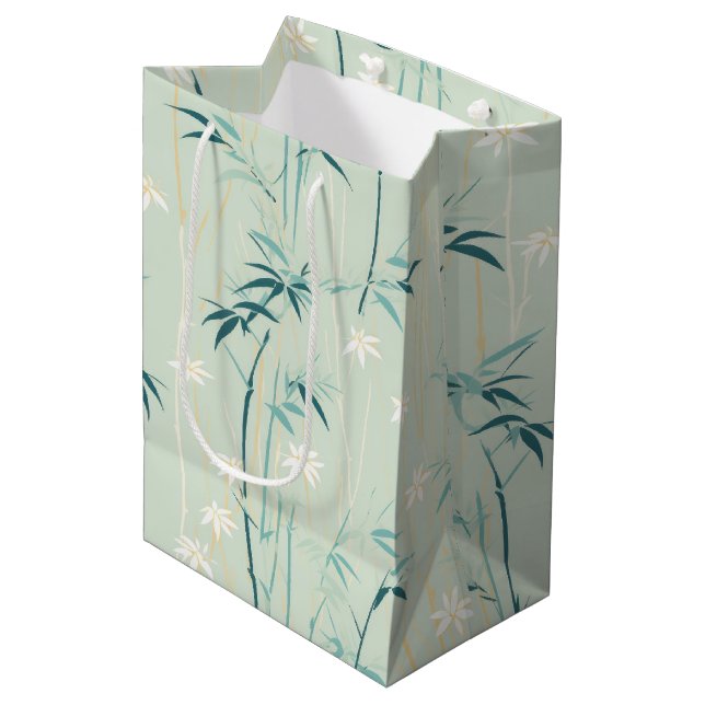Serene Bamboo Blossom Asian  (8) Medium Gift Bag (Front Angled)