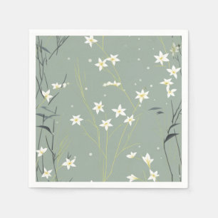 Serene Bamboo Blossom Asian (8) Napkin