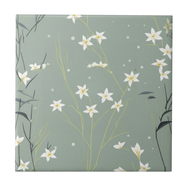 Serene Bamboo Blossom Asian  (8) Tile (Front)