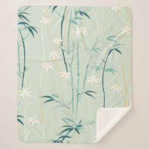 Serene Bamboo Blossom Asian (9) Sherpa Blanket
