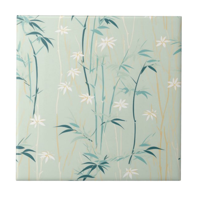 Serene Bamboo Blossom Asian  (9) Tile (Front)