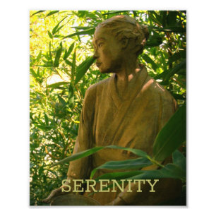 Serene Bamboo Garden Statue Photo Print
