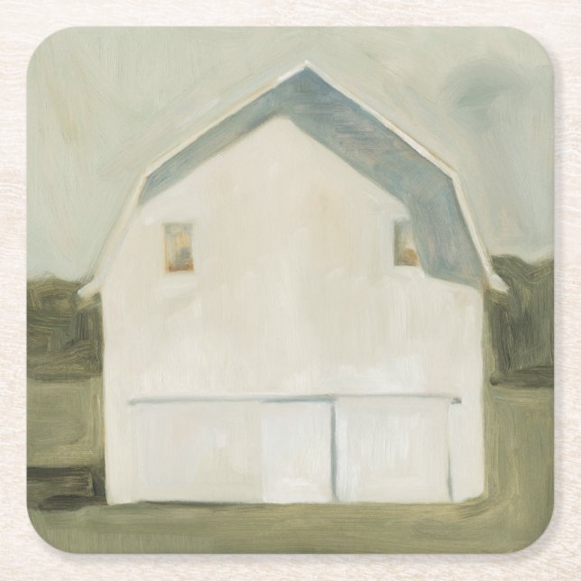 Serene Barn - White Square Paper Coaster (Front)
