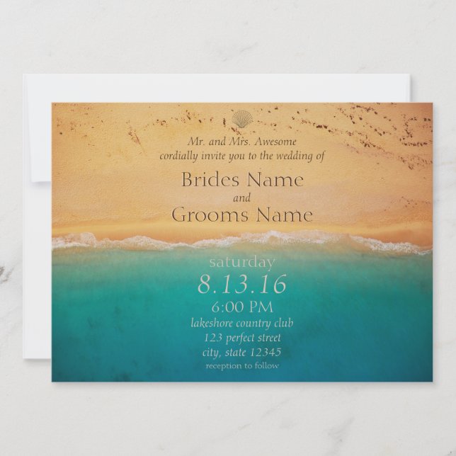 Serene Beach and Blue Ocean Invitation (Front)