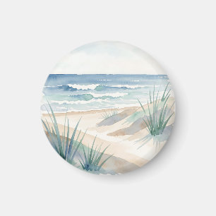 Serene Beach Dunes Ocean Watercolor Coastal Magnet