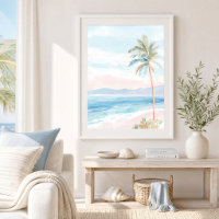 Serene Beach Palm Tree Coastal Art Print