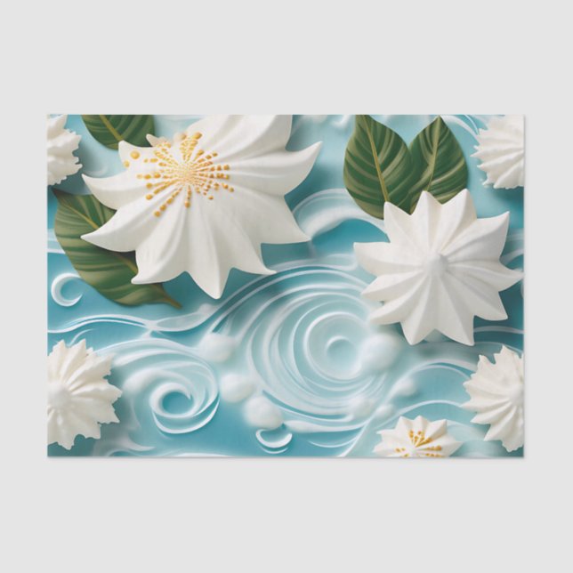 Serene Beach Scene with White Seafoam Tissue Paper (Front)