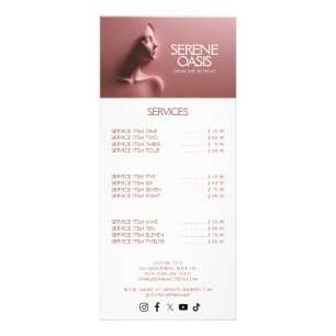 Serene Beauty Skincare, Massage, Spa Pink Rack Card